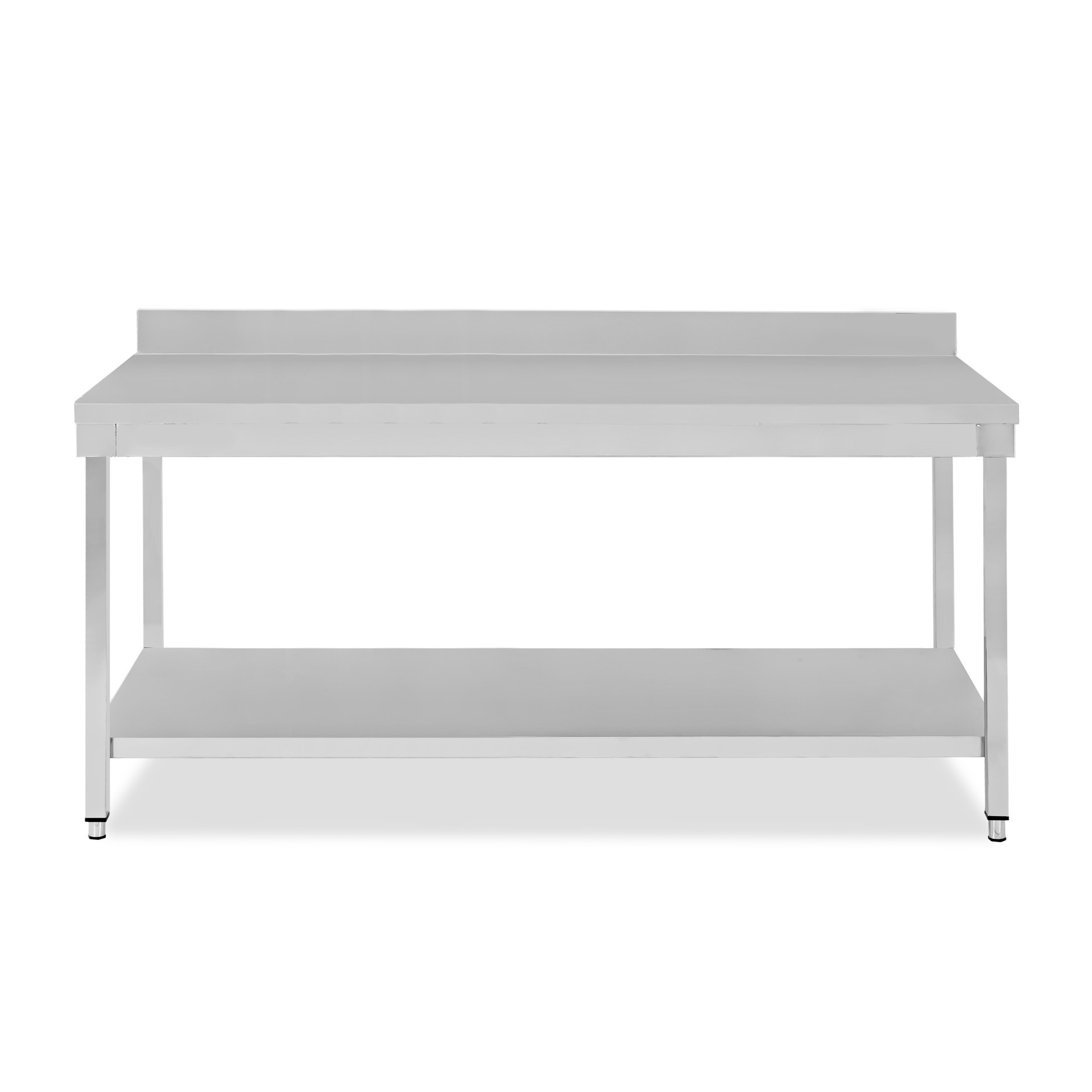 Mesa de acero inoxidable con estante inferior y peto L 2000 mm x P 800 mm x A 965 mm