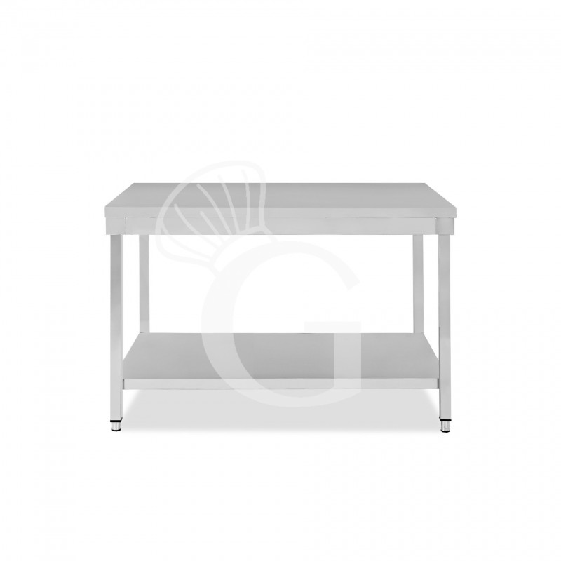 Mesa de trabajo de acero inoxidable con estante inferior con dimensiones L 1400 mm x P 600 mm x A 865 mm