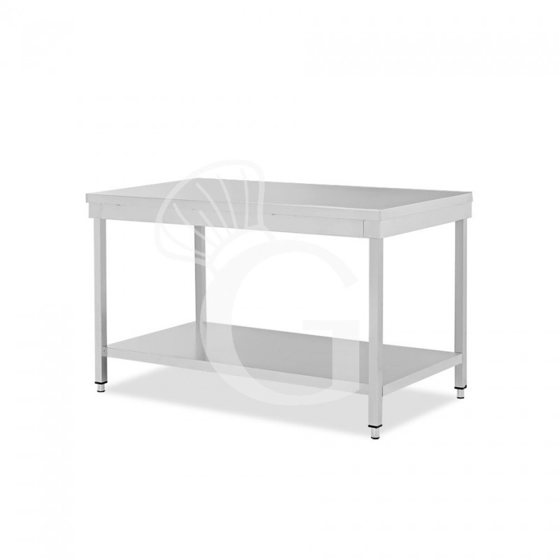 Mesa de trabajo de acero inoxidable con estante inferior con dimensiones L 1600 mm x P 600 mm x A 865 mm