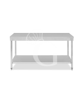 Mesa de trabajo de acero inoxidable con estante inferior con dimensiones L 1700 mm x P 600 mm x A 865 mm