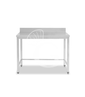 Mesa de acero inoxidable con peto trasero L 800 mm x P 800 mm x A 950 mm
