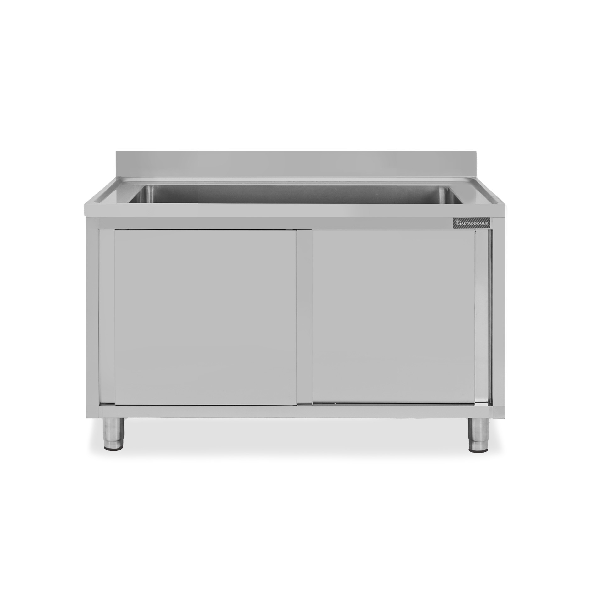 Fregadero para ollas con mueble inox 2 puertas correderas, peto, 1 cuba L 1000 mm x P 700 mm x A 950 mm
