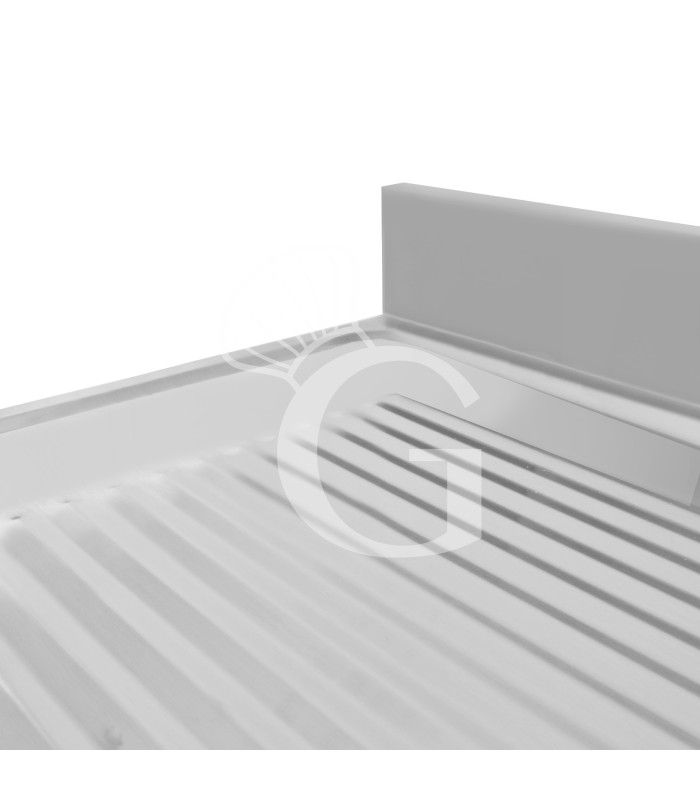 Fregadero con mueble inox con 2 puertas correderas, 2 cubetas, escurridor a la izquierda y peto L 2000 mm x P 700 mm x A 950 mm
