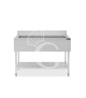 Fregadero de acero inoxidable con 1 estante, peto, 1 cuba L 1200 mm x P 700 mm x A 950 mm