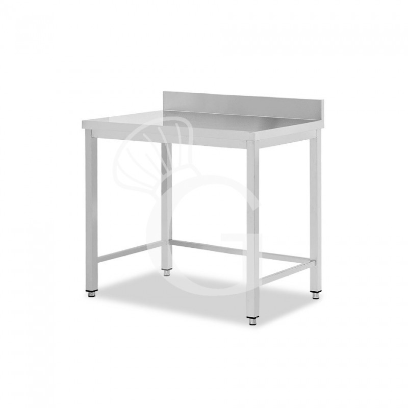 Mesa de acero inoxidable con peto trasero L 700 mm x P 600 mm x A 950 mm
