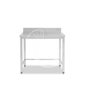 Mesa de acero inoxidable con peto trasero L 700 mm x P 600 mm x A 950 mm