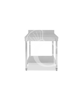 Mesa de acero inoxidable con estante inferior y peto L 700 mm x P 700 mm x A 950 mm