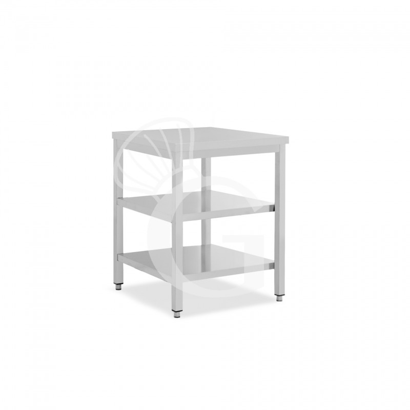 Mesa de acero inoxidable con 2 estantes L 500 mm x P 800 mm x A 850 mm