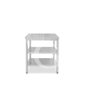 Mesa de acero inoxidable con 2 estantes L 700 mm x P 700 mm x A 850 mm