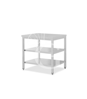 Mesa de acero inoxidable con 2 estantes L 800 mm x P 800 mm x A 850 mm