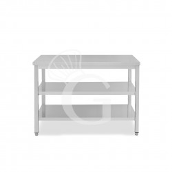 Mesa de trabajo de acero inoxidable con 2 estantes L 1200 mm x P 600 mm x A 865 mm
