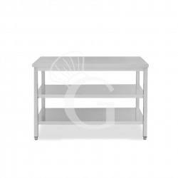 Mesa de acero inoxidable con 2 estantes L 1400 mm x P 700 mm x A 865 mm