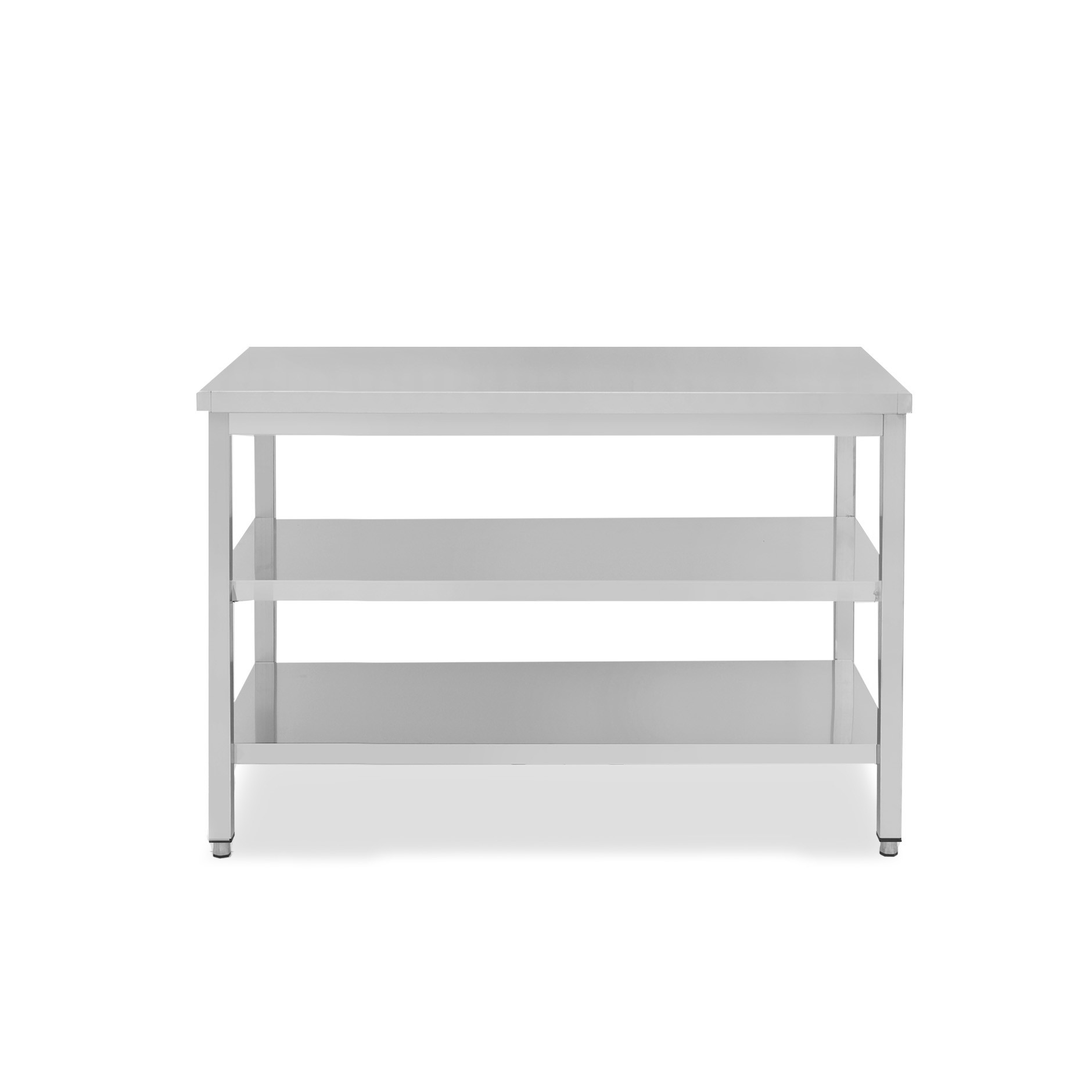 Mesa de acero inoxidable con 2 estantes L 1500 mm x P 800 mm x A 865 mm