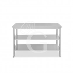 Mesa de trabajo de acero inoxidable con 2 estantes L 1700 mm x P 600 mm x A 865 mm