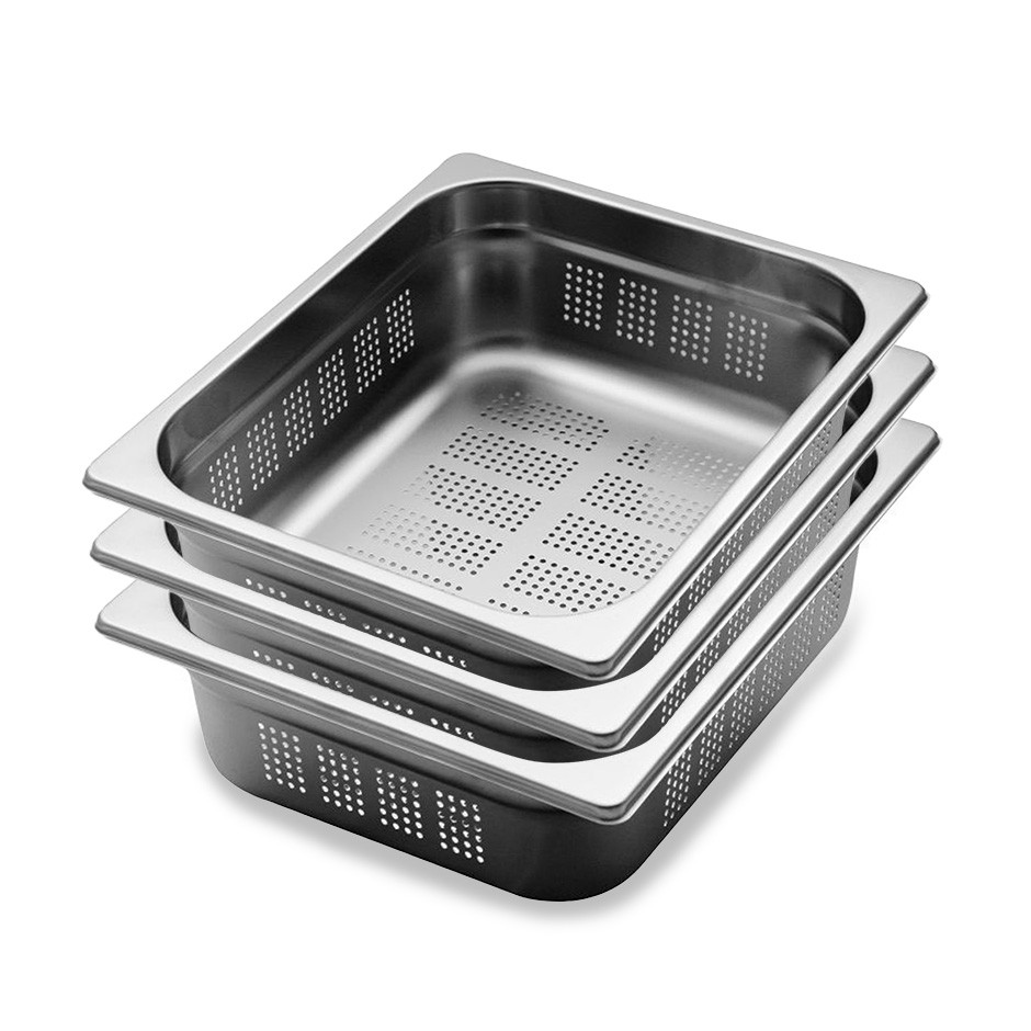 Cubeta de acero inoxidable perforada tamaño GN1/1 - A 100 mm