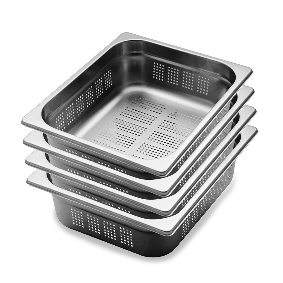 Bandeja de acero inoxidable perforada tamaño GN1/1 - A 100 mm