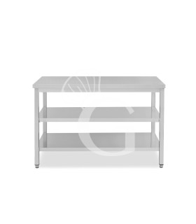 Mesa de acero inoxidable con 2 estantes L 1600 mm x P 700 mm x A 865 mm