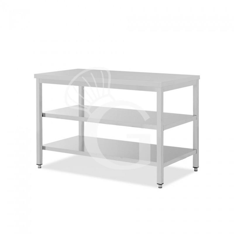 Mesa de acero inoxidable con 2 estantes L 1700 mm x P 700 mm x A 865 mm