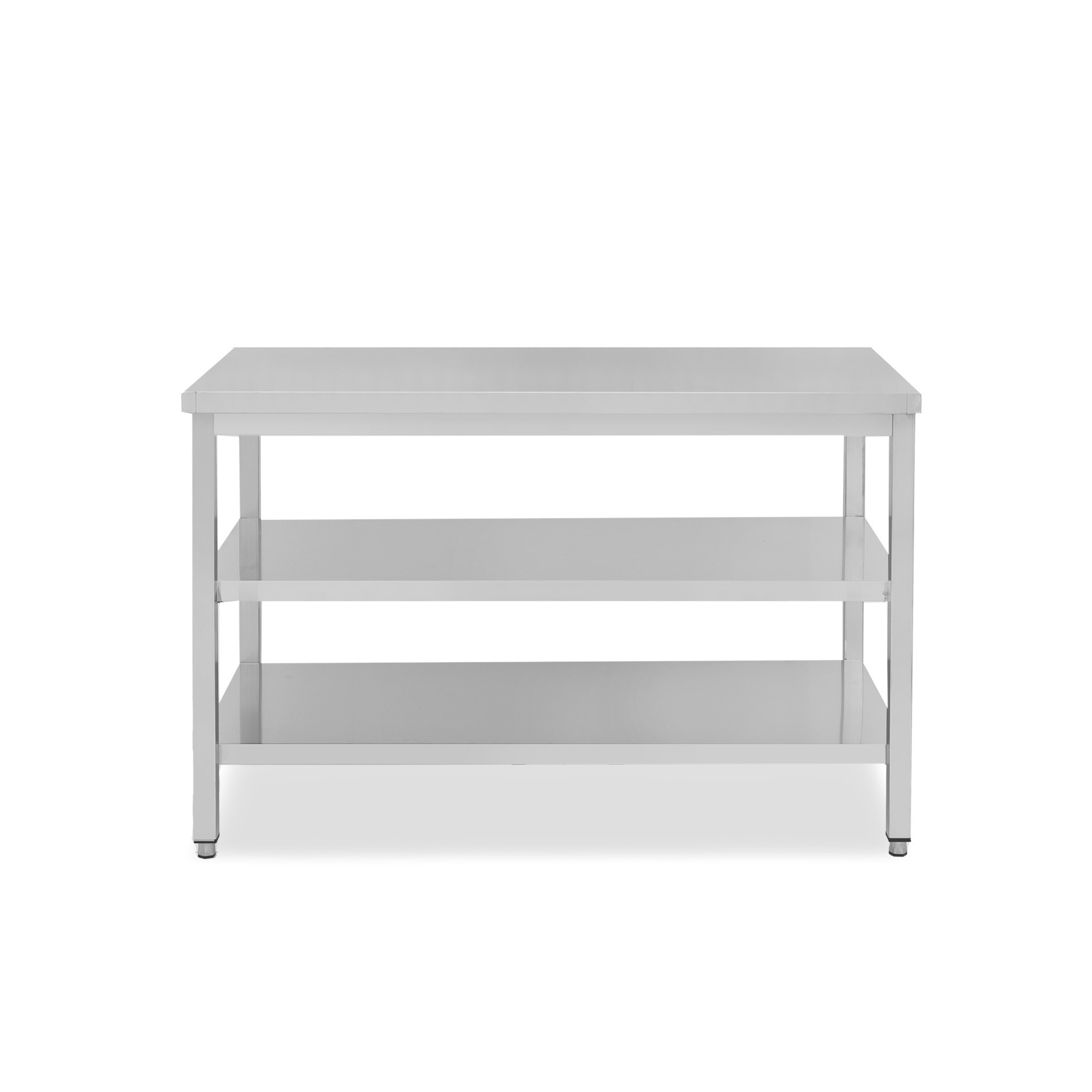Mesa de acero inoxidable con 2 estantes L 1600 mm x P 800 mm x A 865 mm