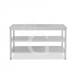 Mesa de acero inoxidable con 2 estantes L 1800 mm x P 700 mm x A 865 mm