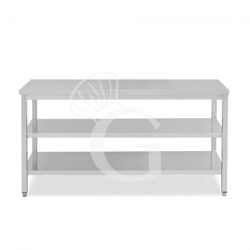 Mesa de acero inoxidable con 2 estantes L 2000 mm x P 800 mm x A 850 mm