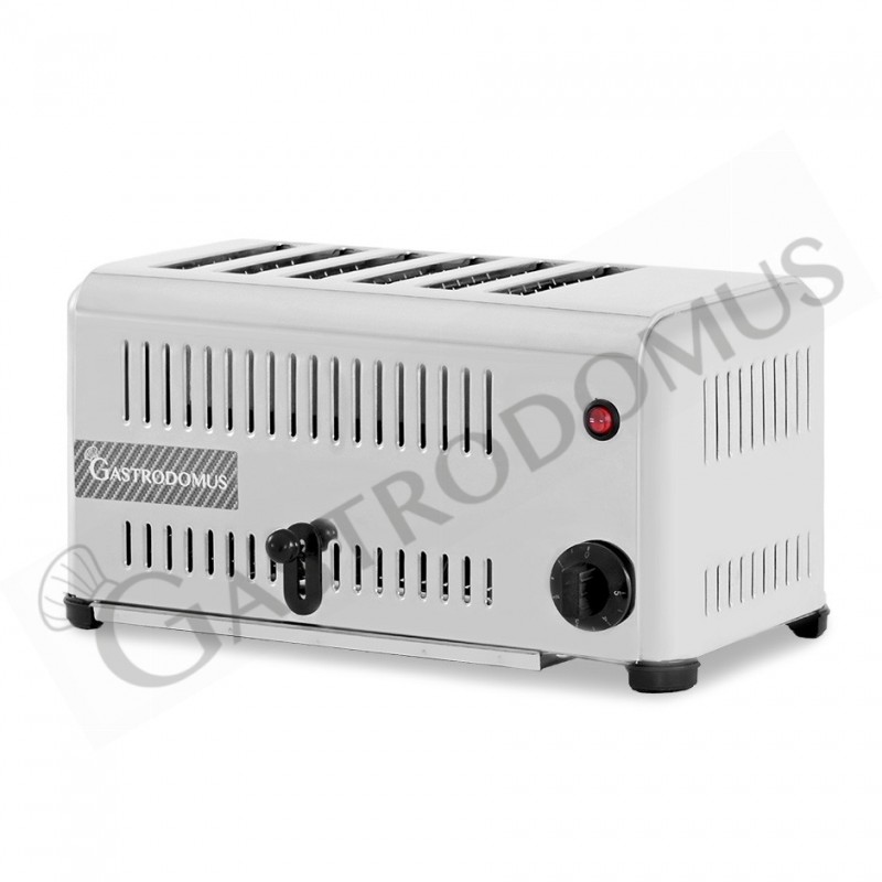Tostadora profesional monofásica L 420 mm x P 210 mm x A 225 mm, capacidad 6 rebanadas, bandeja recogemigas