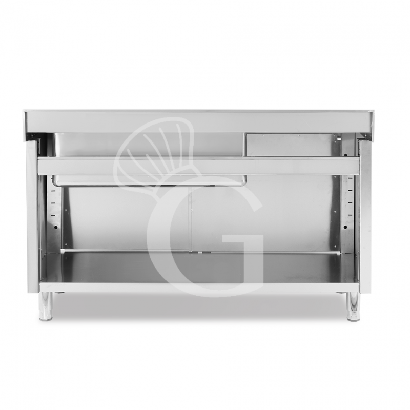 Fregadero con mueble 2 puertas correderas, cubeta, escurridor a la izquierda y peto L1600mmxP600mmxA965mm agujero grifo Ø 32mm