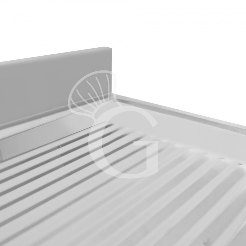 Fregadero con mueble 2 puertas correderas, cubeta, escurridor a la derecha y peto L1400mmxP600mmxA965mm agujero grifo Ø 32mm