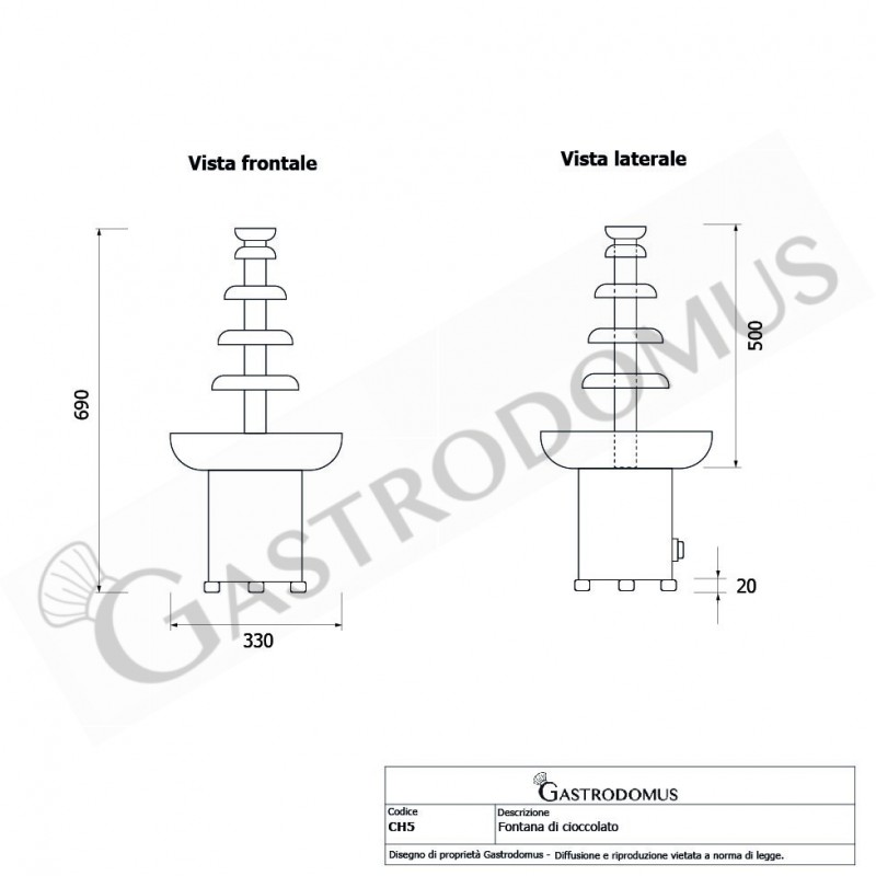 Fuente de chocolate de 4 niveles con una capacidad máxima de 4 kg