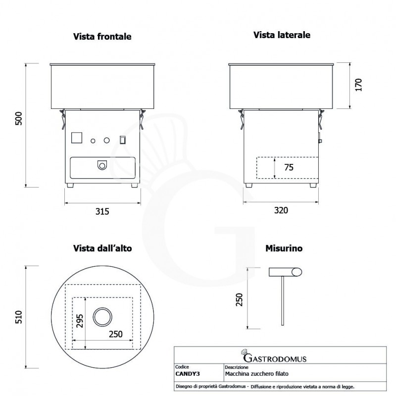 Máquina de algodón de azúcar Ø 510 mm x A 500 mm