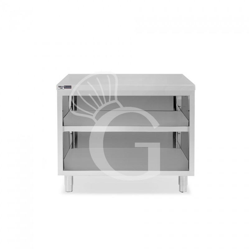 Mesa contrabarra de acero inoxidable con 2 estantes L 1100 mm x P 600 mm x A 865 mm Mesa contrabarra de acero inoxidable con 2 estantes L 1100 mm x P 600 mm x A 865 mm