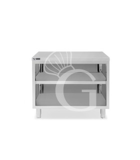 Mesa contrabarra de acero inoxidable con 2 estantes L 1100 mm x P 700 mm x A 865 mm