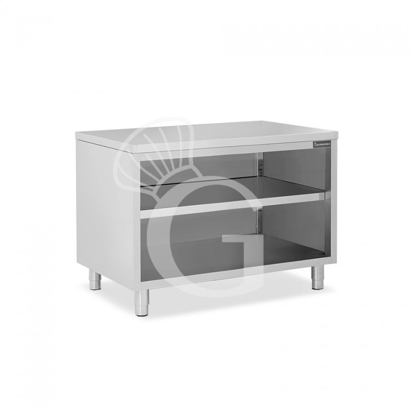 Mesa contrabarra de acero inoxidable con 2 estantes L 1200 mm x P 700 mm x A 850 mm