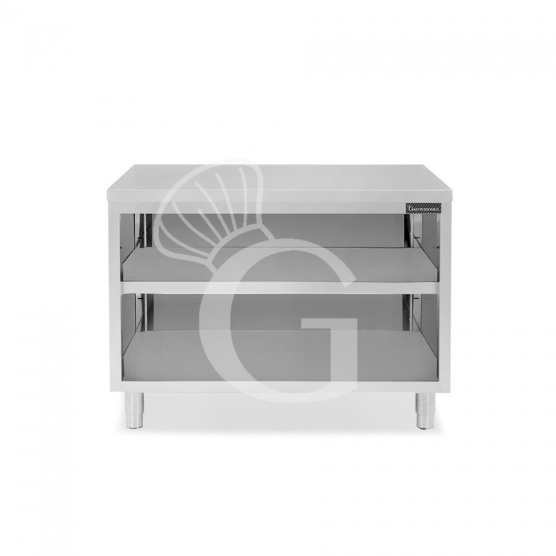 Mesa contrabarra de acero inoxidable con 2 estantes L 1200 mm x P 700 mm x A 850 mm