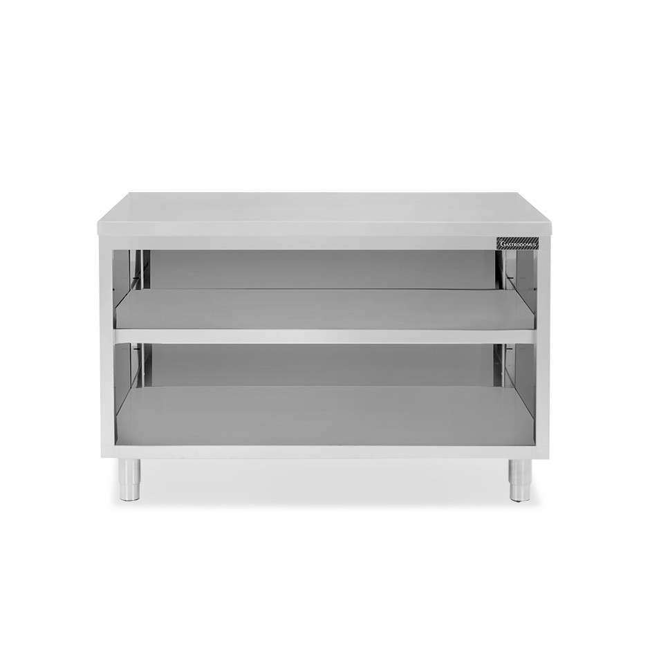 Mesa contrabarra de acero inoxidable con 2 estantes L 1500 mm x P 600 mm x A 850 mm
