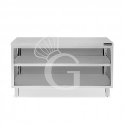 Mesa contrabarra de acero inoxidable con 2 estantes L 1800 mm x P 600 mm x A 850 mm