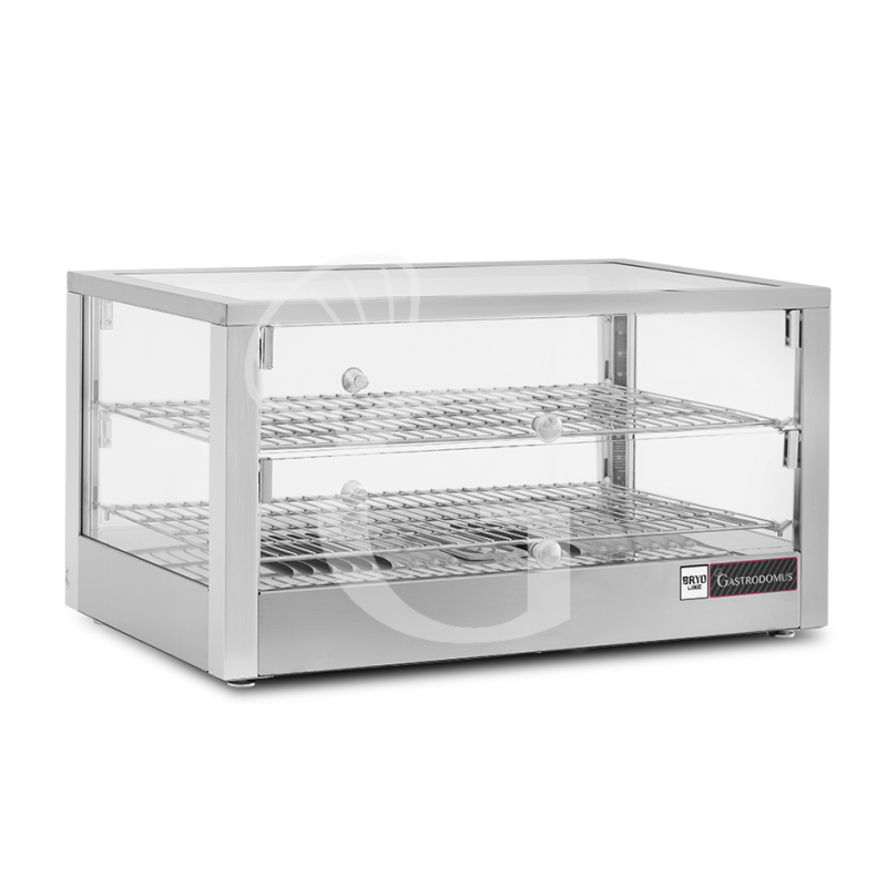 Vitrina caliente de vidrio y acero inoxidable +30°C/+90°C 80 LT L 700 mm x P 400 mm x A 360 mm