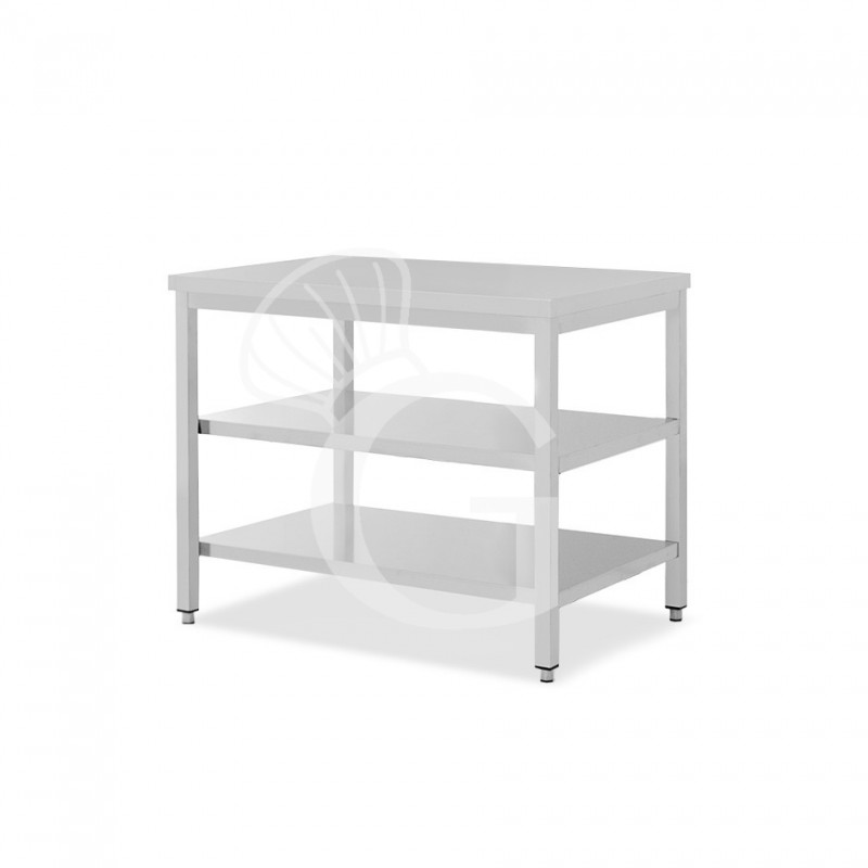 Mesa de acero inoxidable 2 estantes L 1000 mm x P 600 mm x A 865 mm