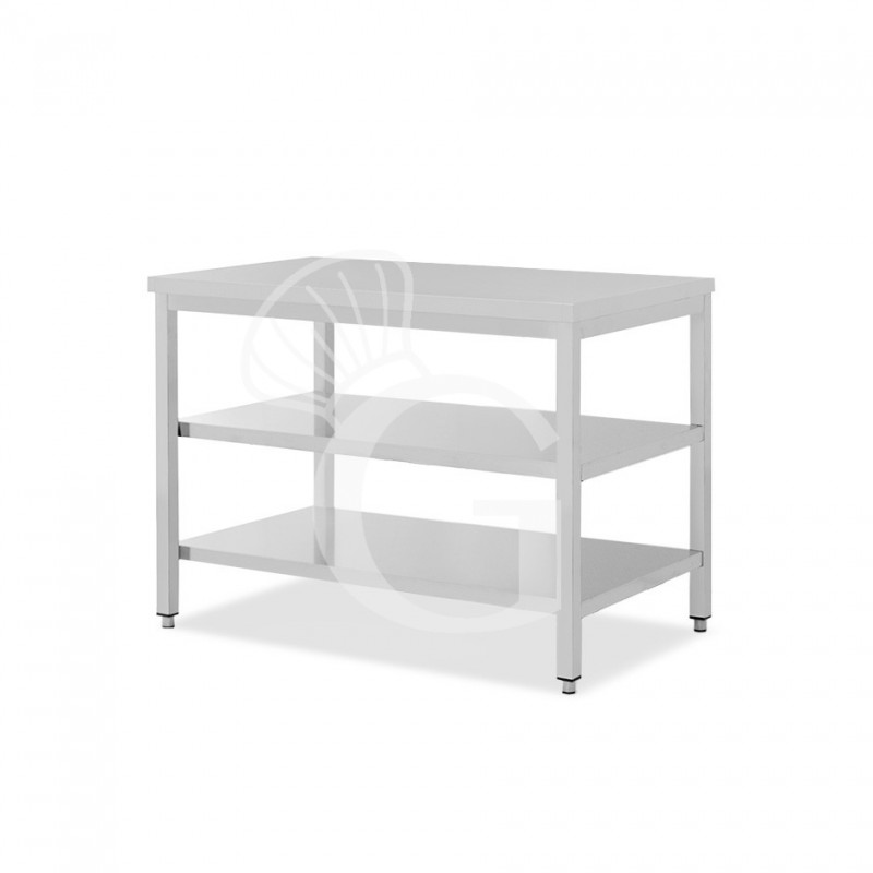 Mesa de acero inoxidable con 2 estantes L 1200 mm x P 700 mm x A 865 mm
