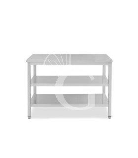 Mesa de acero inoxidable con 2 estantes L 1200 mm x P 700 mm x A 865 mm