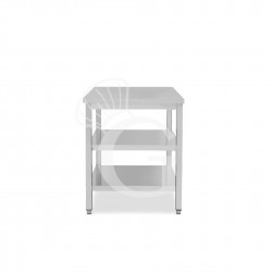 Mesa de trabajo de acero inoxidable con 2 estantes, L 400 mm x P 600 mm x A 865 mm