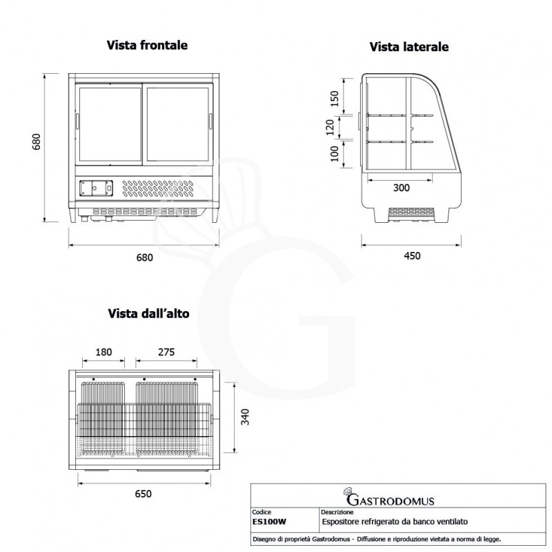 Vitrina refrigerada ventilada color blanco 100 LT 0°C/+12°C L 682 mm x P 450 mm x A 675 mm