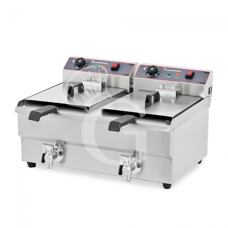 Freidora para bar eléctrica de sobremesa - 2 cubas - capacidad 13+13 LT - 4+4 kW