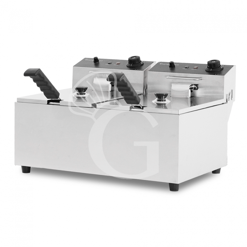 Freidora para bar eléctrica de sobremesa - 2 cubas - capacidad 8+8 LT - potencia 2,8 + 2,8 kW Monofásica