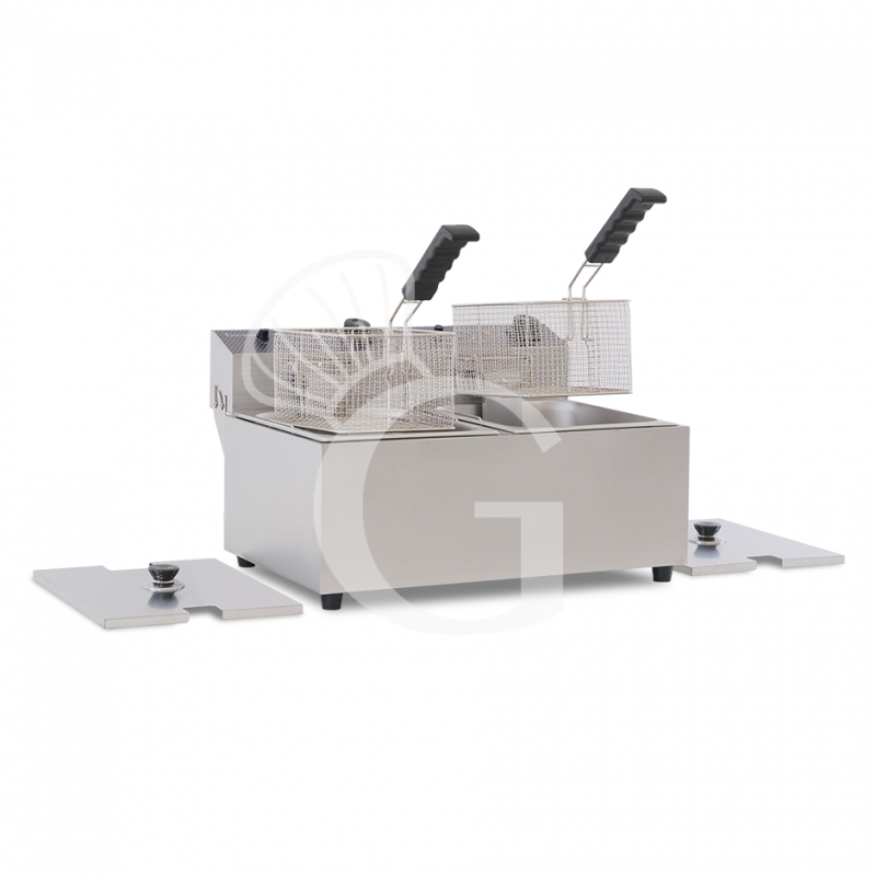 Freidora para bar eléctrica de sobremesa - 2 cubas - capacidad 8+8 LT - potencia 2,8 + 2,8 kW Monofásica