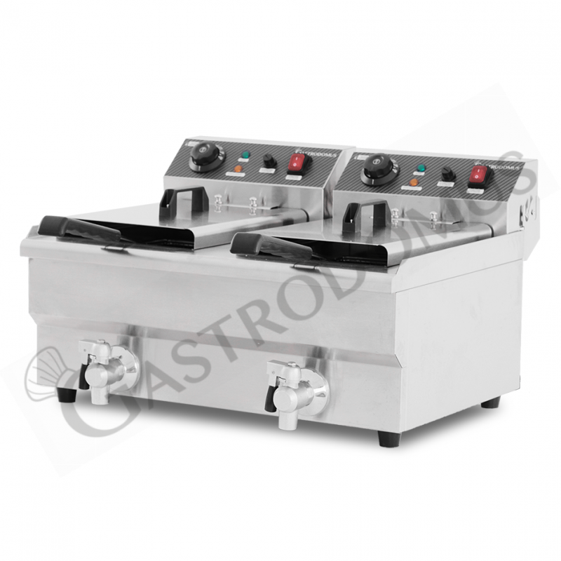 Freidora para bar eléctrica de sobremesa - 2 cubas - capacidad 10+10 LT - 3+3 kW Monofásica