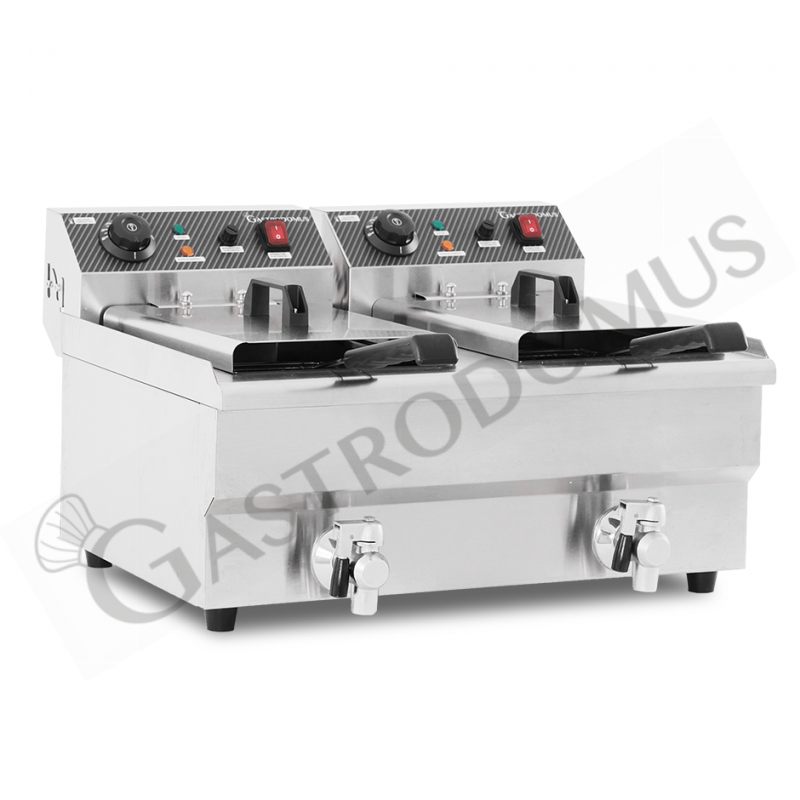 Freidora para bar eléctrica de sobremesa - 2 cubas - capacidad 10+10 LT - 3+3 kW Monofásica