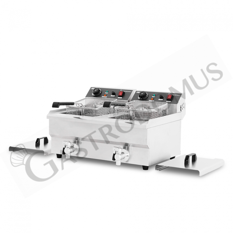 Freidora para bar eléctrica de sobremesa - 2 cubas - capacidad 10+10 LT - 3+3 kW Monofásica