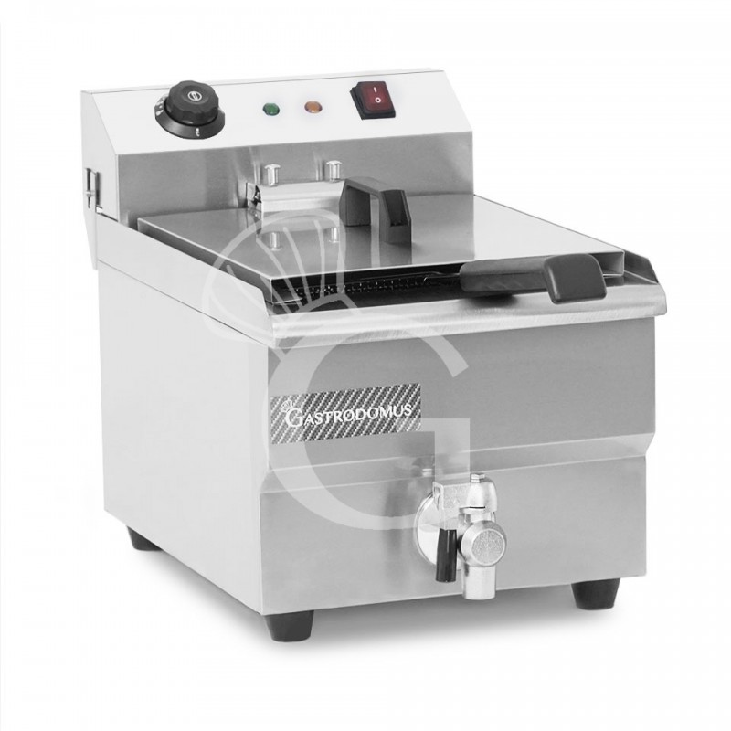 Friggitrice elettrica da banco con rubinetto 1 vasca 13 LT 4000 W Monofase