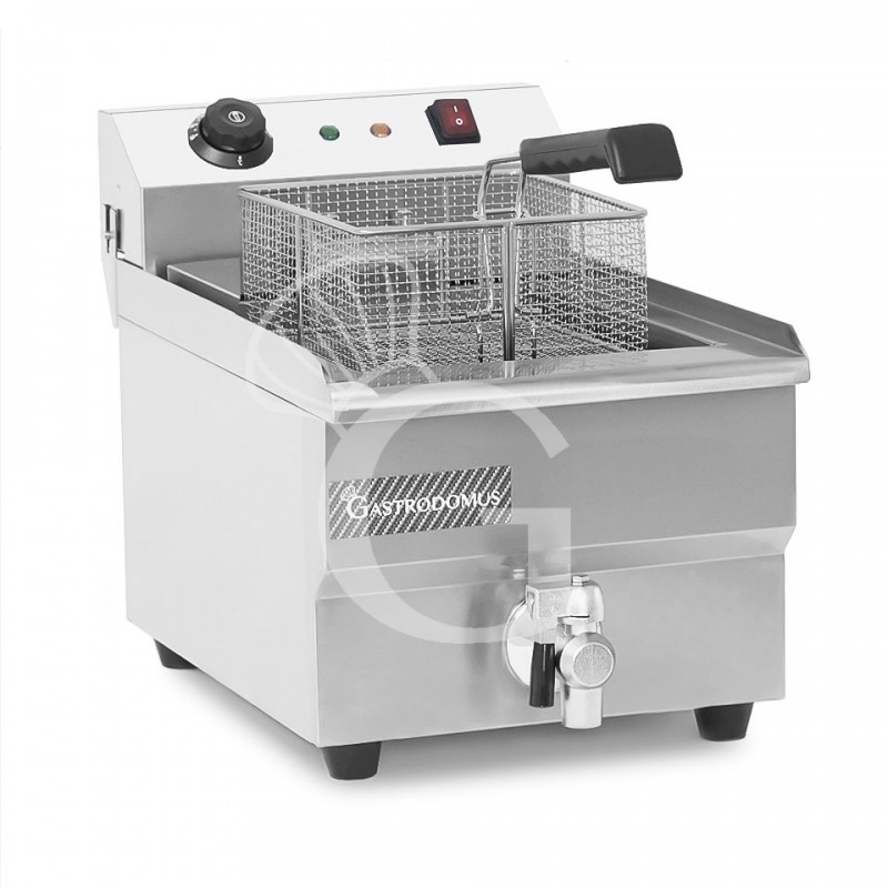 Friggitrice elettrica da banco con rubinetto 1 vasca 13 LT 4000 W Monofase